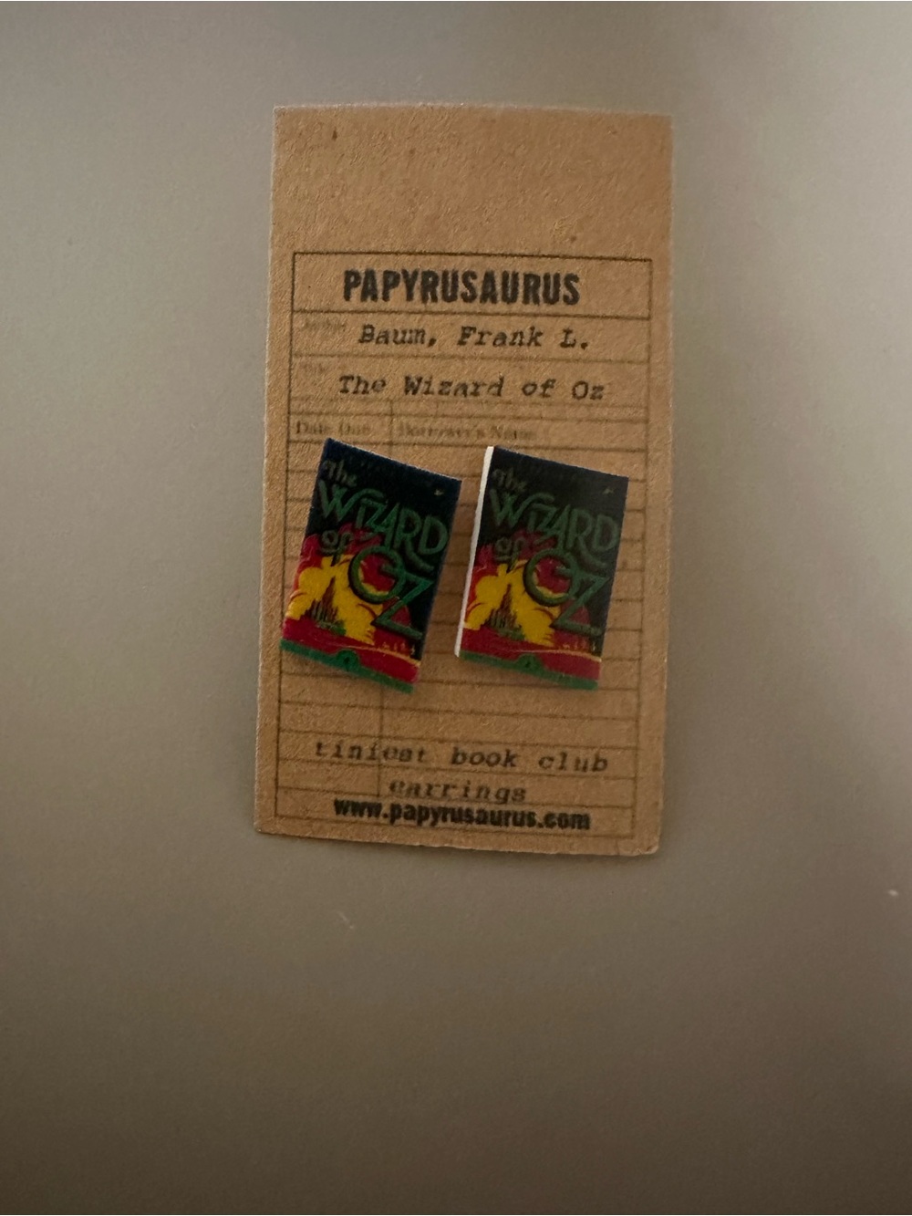 Papyrusaurus Wizard of Oz Book Cover Stud Earrings